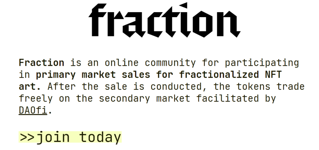 Fraction.art - это платформа для «массовых продаж» форка от Uniswap под названием DAOfi.