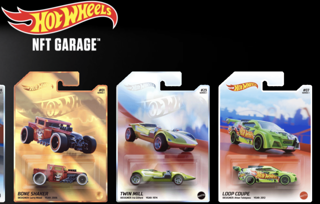 В октябре Mattel объявила о запуске Hot Wheels NFT Garage, выпустив 40 новых проектов NFT для поклонников и коллекционеров. 