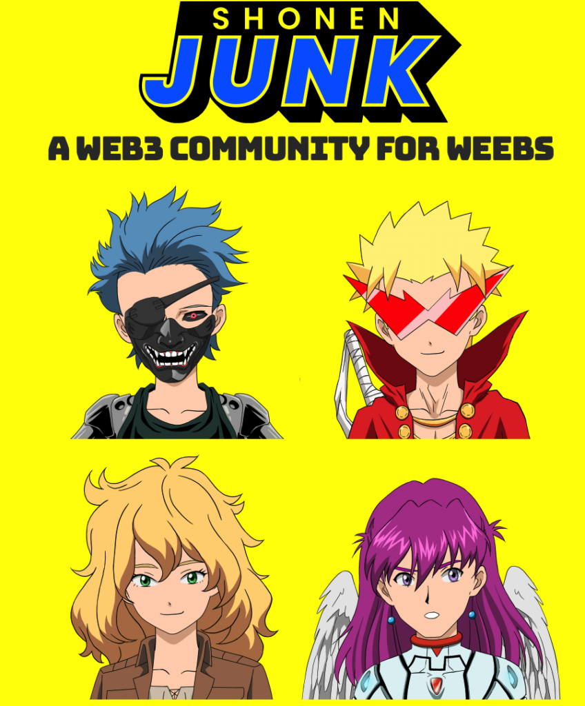 Shonen Junk - это коллекция NFT с 9 001 уникальным аниме-персонажом, которые были воплощены в жизнь на блокчейне Ethereum. 