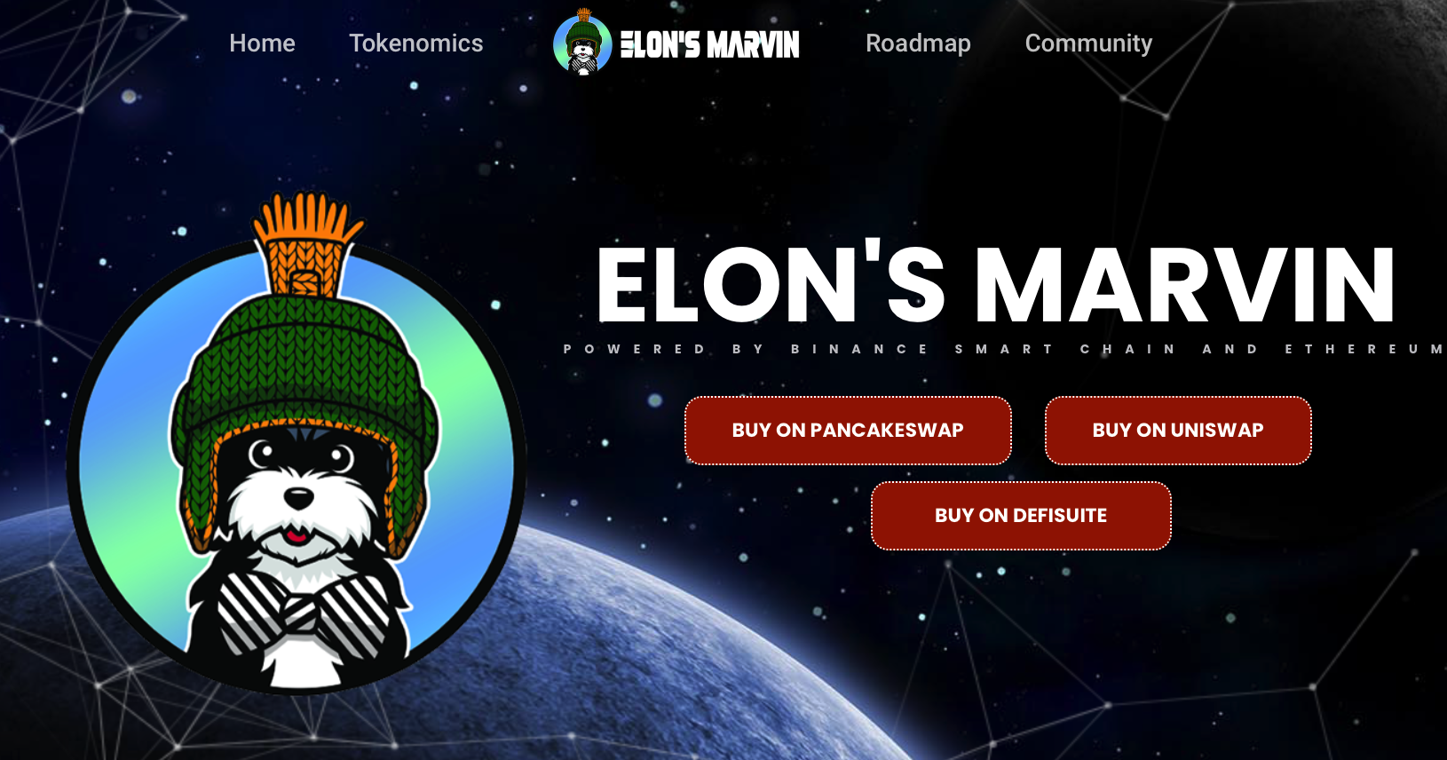 Elon’s Marvin, мем-монета, посвященная загадочному объекту на Марсе, который, по слухам, обнаружил ровер Илона Маска. 